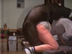 A proud lover documents his delight as his partner gets gangbanged for the first time by an endowed K9